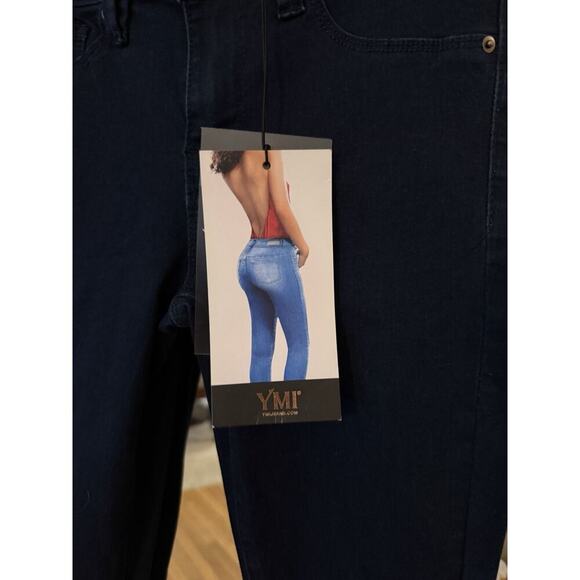 YMI Women's Black Size 1 Dark Denim Jeans 3 button Mid Rise - Picture 8 of 8